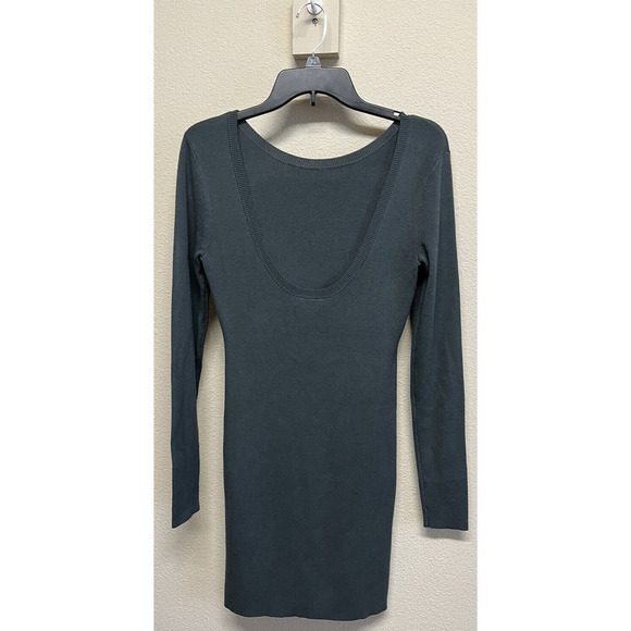 Open Edit Ribbed Long Sleeve Sweater Mini Dress Size S Green Urban NEW - Picture 3 of 9